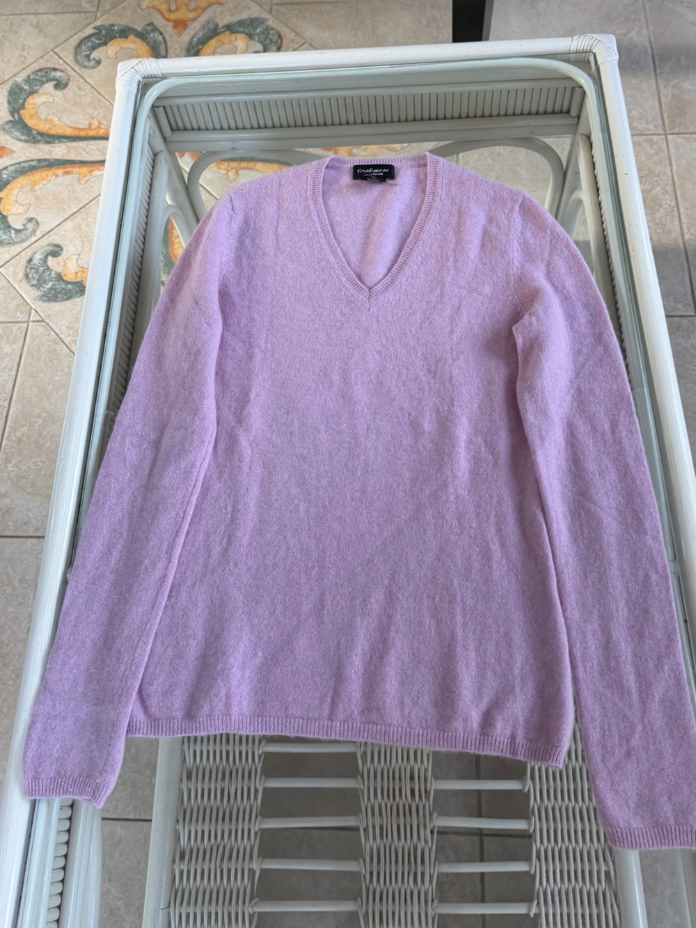 Lord and Taylor Cashmere V Neck Sweater-Lavender color.
